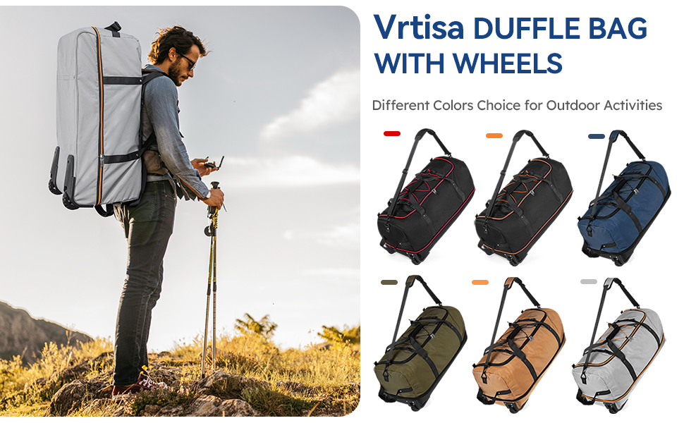 Vrtisa 110 Liter Expandable to 140L 32 inch Foldable Oxford Soft-Sided Rolling Duffle Bag