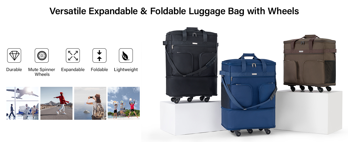  collapsible luggage with wheels