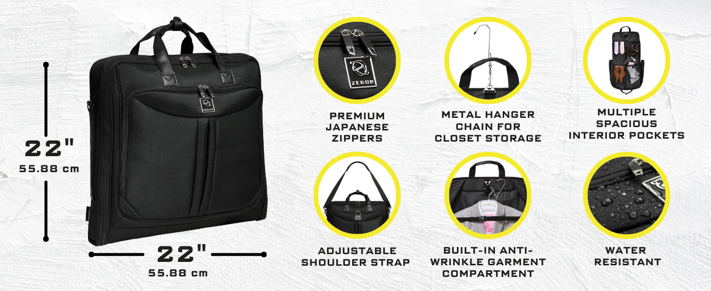 Zegur Garment Bag Infographic