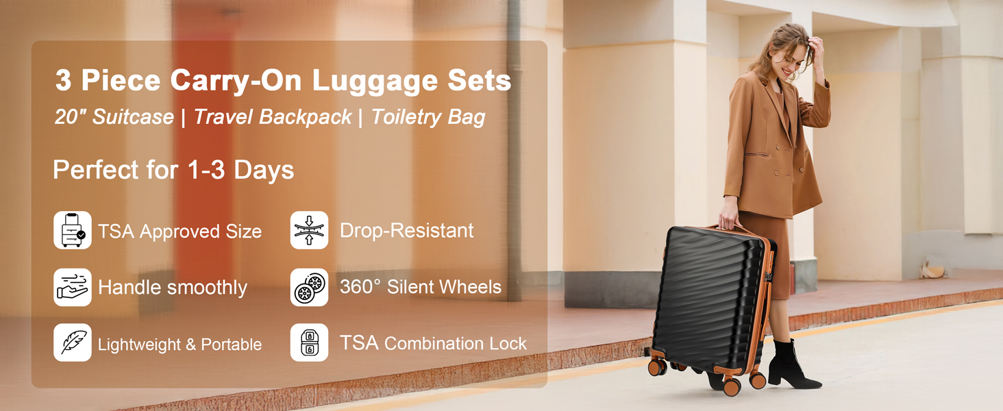 3 Piece Carry-On Luggage Sets