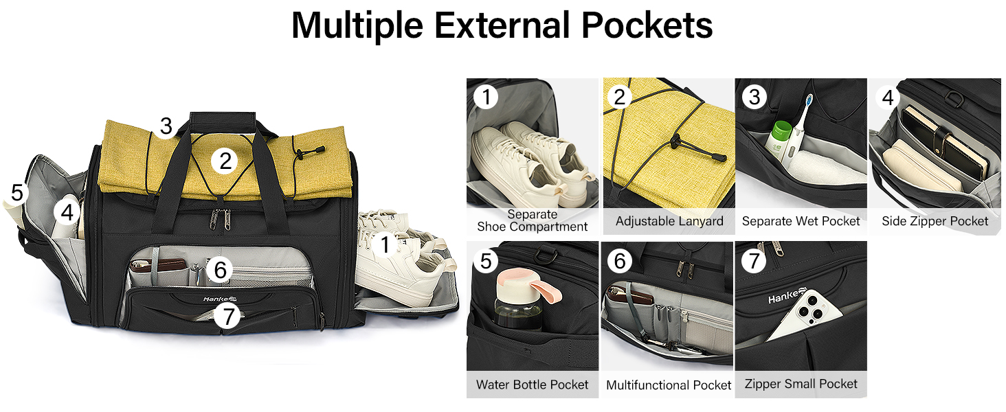 weekender bag with shoe compartment