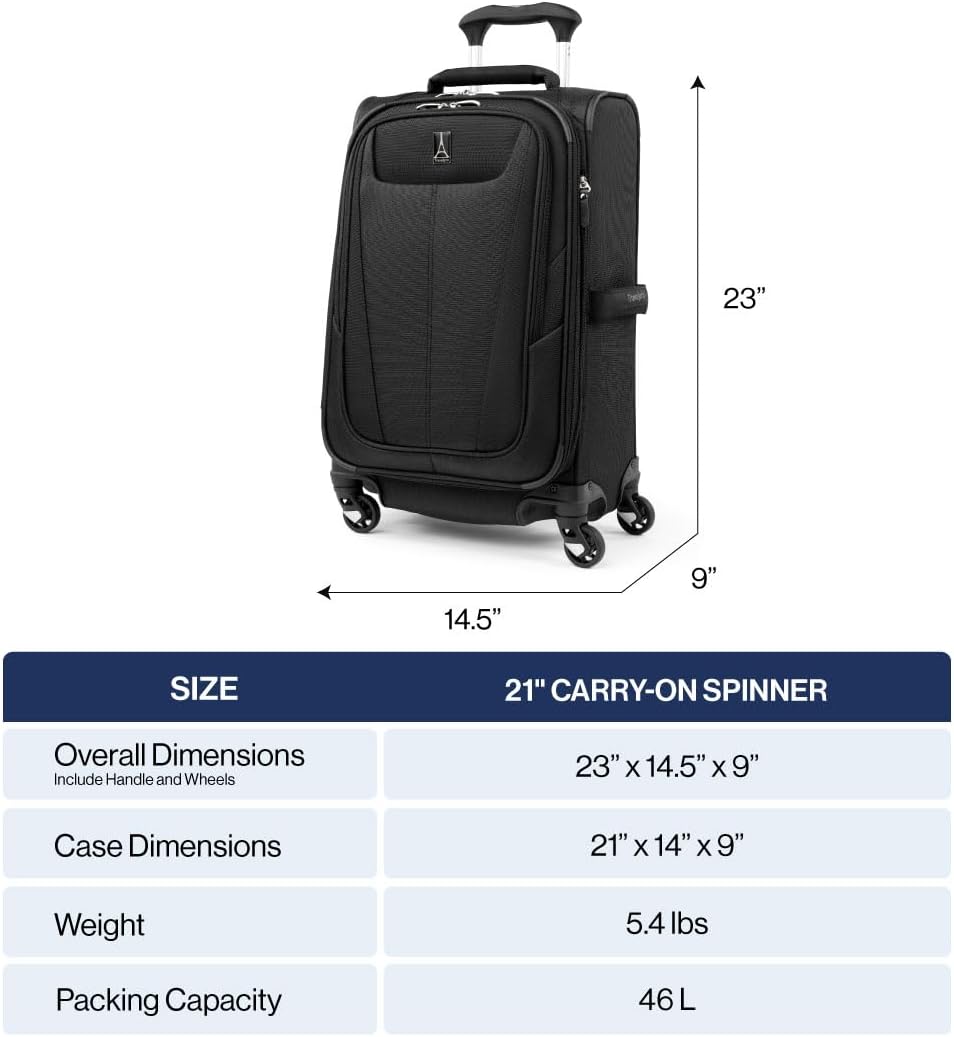 Travelpro Maxlite 5 Softside Expandable Luggage with 4 Spinner Wheels, Lightweight Suitcase, Men and Women, Black, Carry-on 21-Inch - Image 7