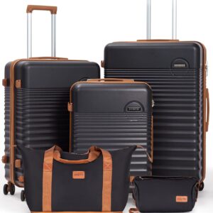 CONCEPTEN Luggage Sets 5 Piece, Suitcases with Wheels, Hardshell Suitcase Set, ABS Carry on Luggage Set with TSA Lock, Travel Luggage