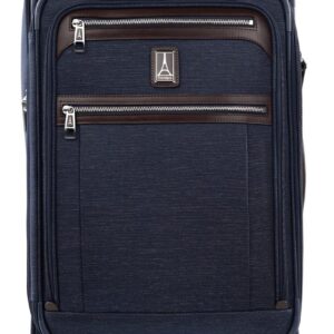 Travelpro Platinum Elite Softside Expandable Carry on Luggage, 8 Wheel Spinner Suitcase, USB Port, Suiter, Men and Women, True Navy Blue, Carry On 21-Inch