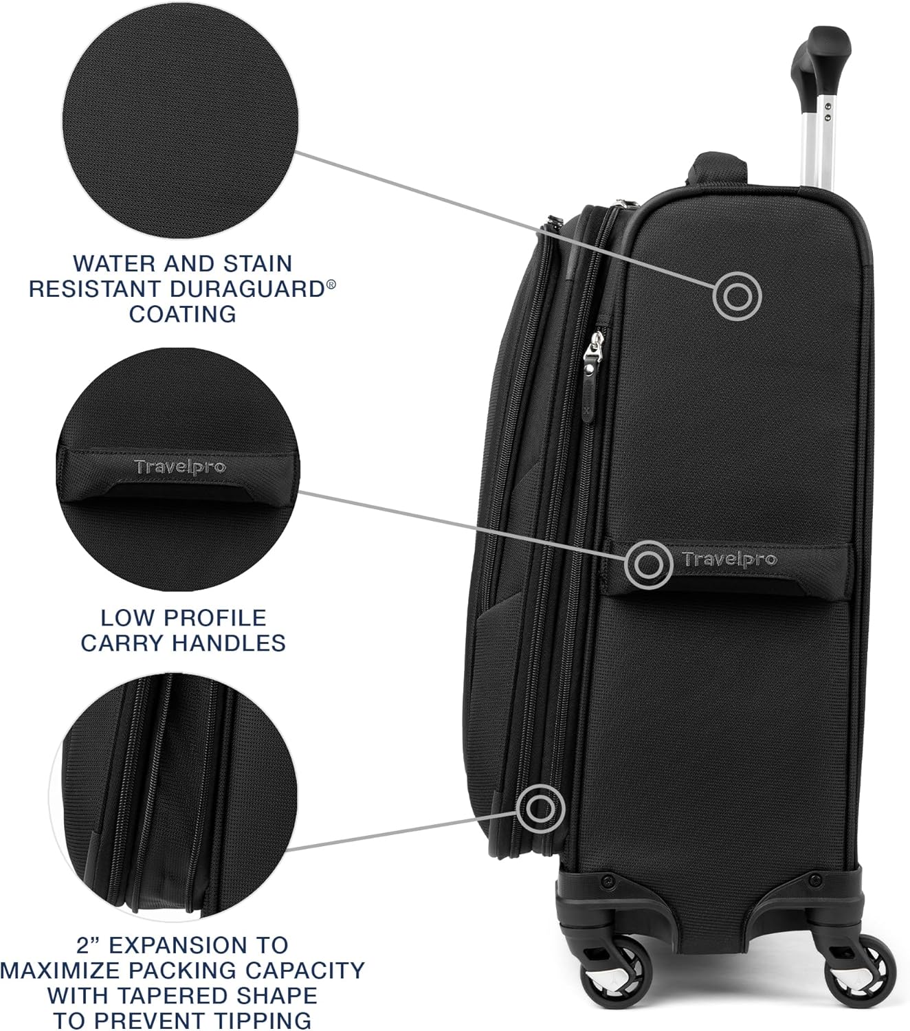 Travelpro Maxlite 5 Softside Expandable Luggage with 4 Spinner Wheels, Lightweight Suitcase, Men and Women, Black, Carry-on 21-Inch - Image 5