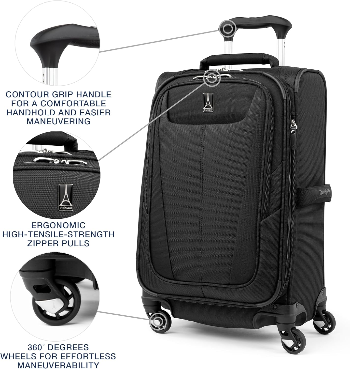 Travelpro Maxlite 5 Softside Expandable Luggage with 4 Spinner Wheels, Lightweight Suitcase, Men and Women, Black, Carry-on 21-Inch - Image 4