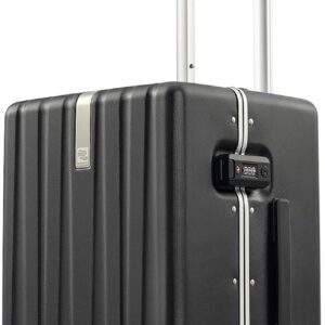 Hanke Premium 20 Inch Zipperless Carry-On Luggage, Aluminum Frame Hard Shell PC Suitcase with TSA Lock, Water-Resistant, 8 Quiet Spinner Wheels for Short Business Trips & Weekend Getaways（Jet Black）