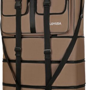 130L Expandable Luggage, 40 Inch Suitcase with Wheels, Collapsible Luggage with Wheels, Rolling Duffle Bag with wheels, Foldable Suitcasewith2Handle Wrap 2Fixing Straps 1Shoulder Strap (khaki)