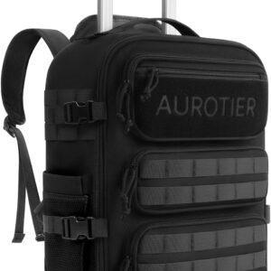 Rolling Tactical Laptop Backpack, Underseat Travel Backpack with Wheels, 16 Inch Wheeled Military Computer Backpack for Men and Women, Roller Overnight Molle Outdoor Hiking College Carry on Luggage