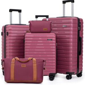 Cosbarn Luggage Sets 5 Piece Suitcases with Wheels, Suitcase Set ABS Hard Case Luggage with Spinner Wheels Durable Travel Luggage