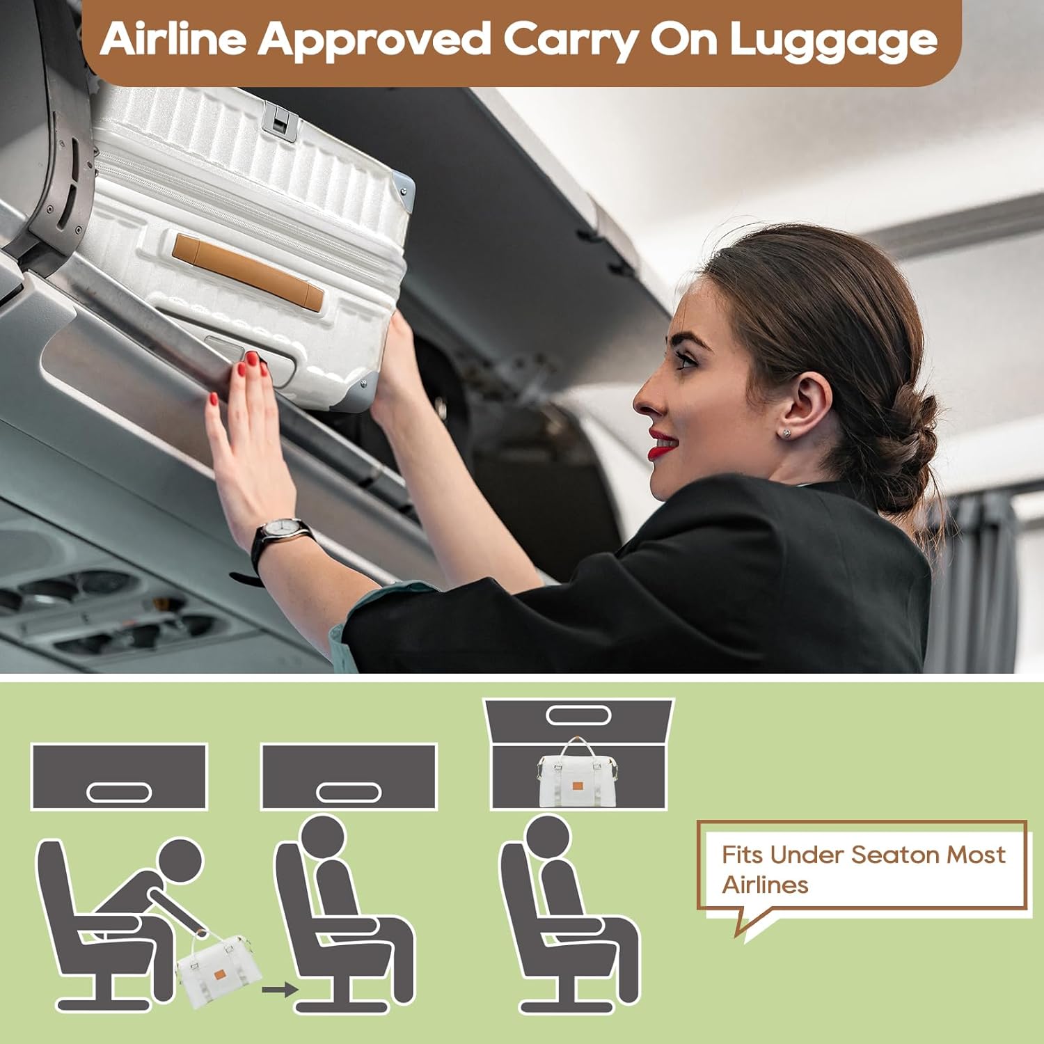 Joyway 20in Carry On Luggage with Cup Holder and USB Port, 25% Expandable Capacity, Smart Suitcase with Anti Slip Wheels and Handbag, Perfect for Men and Women 3 Piece Set White - Image 6
