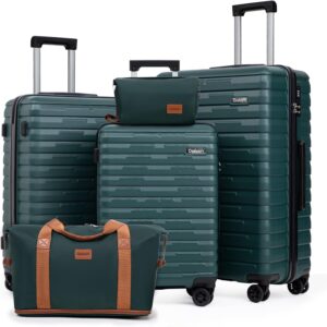 Cosbarn Luggage Sets 5 Piece Suitcases with Wheels, Suitcase Set ABS Hard Case Luggage with Lock Spinner Wheels Durable Travel Luggage