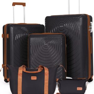 CONCEPTEN Luggage Sets 5 Piece,Lightweight,Impact-Resistant,Wear-Resistant Suitcases with Wheels, Hardshell Suitcase Set with Spinner Wheels, PP Carry on Luggage Set with TSA Lock, Travel Luggage