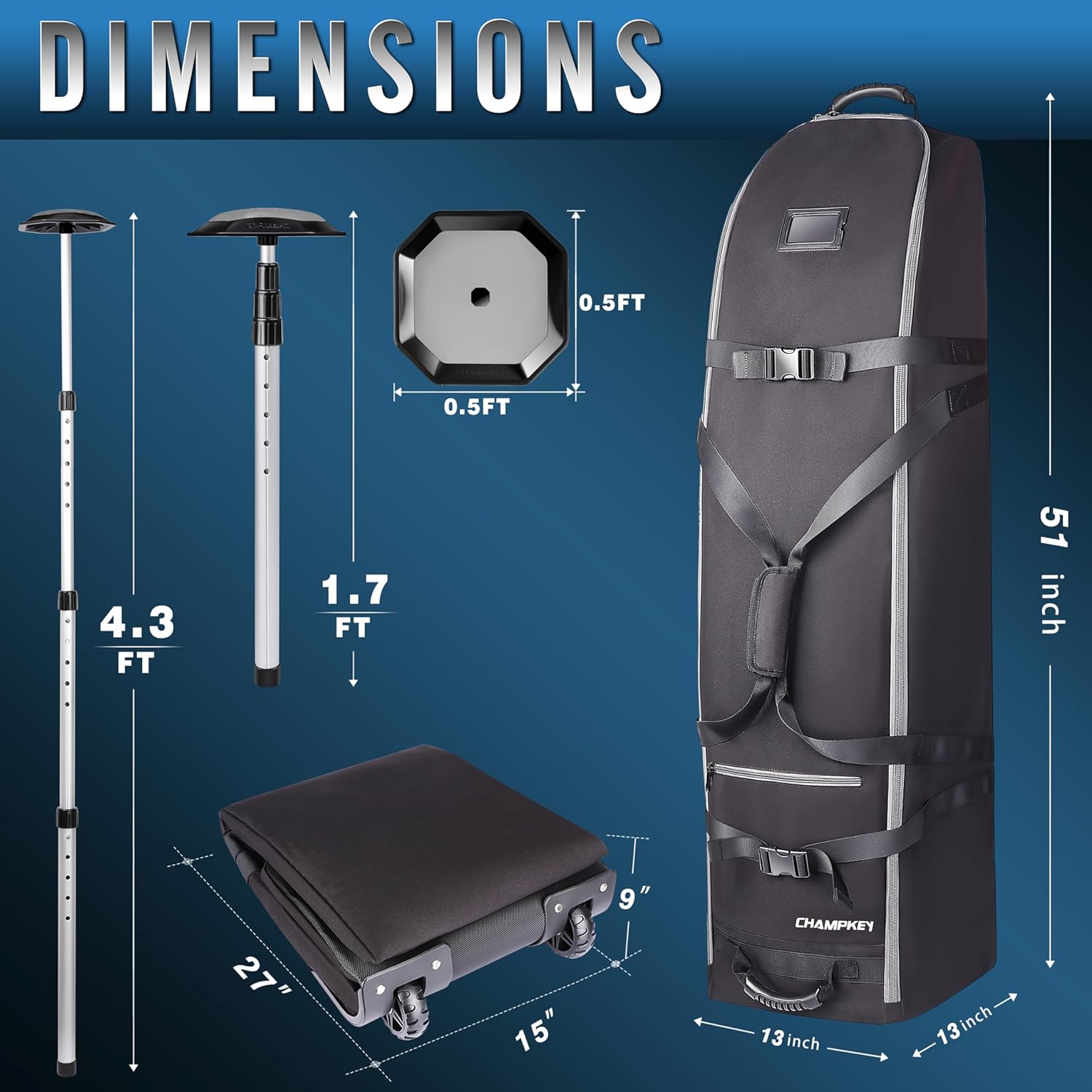 CHAMPKEY Premium Soft-Padded Golf Travel Bags for Airlines - Travel Golf Gags for Airlines with Premium Oxford Fabric and Oversized Wheels - Image 9