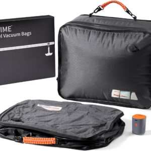 Relime Apex Series Vacuum Bags for Travel Luggage, 180° Open, Reusable Compression Bags for travel Pack, Vacuum Seal Packing Cube for Cloth (2Medium+Pump)