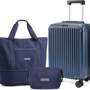 LIGHT FLIGHT 3-Piece Luggage Sets, Expandable Carry On Luggage 22x14x9 Airline Approved, Hardside Carry On Suitcases with Wheels, TSA Lock Travel Luggage Sets, Royal Blue