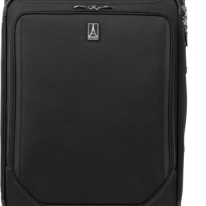 Travelpro Crew Classic Lightweight Softside Expandable Checked Luggage, 8 Wheel Spinner Suitcase, TSA Lock, Men and Women, Checked Medium 25-Inch, Black