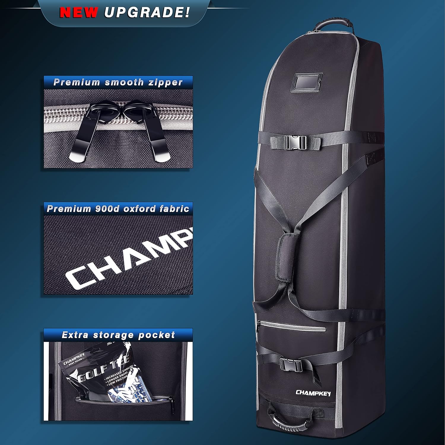 CHAMPKEY Premium Soft-Padded Golf Travel Bags for Airlines - Travel Golf Gags for Airlines with Premium Oxford Fabric and Oversized Wheels - Image 2